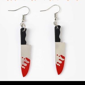 🔪 Mirror look bloody SCREAM QUEEN knife earrings ❤️